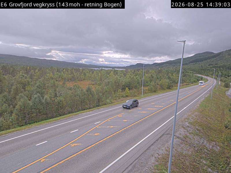 Grovfjord vegkryss, retning Bogen